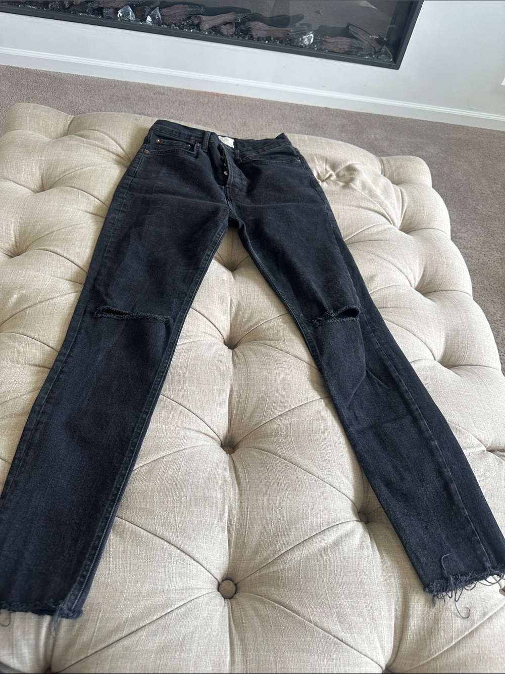 We The Free Black Skinny Jeans with Knee Rips